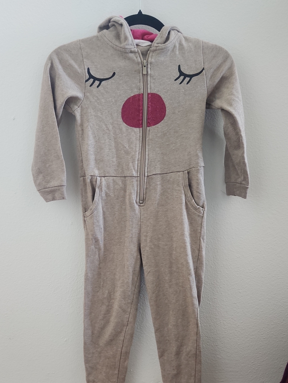 H&M Beige Hooded Kids Reindeer Onesie 5-6Y